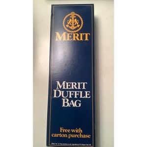 Merit Cigarettes Memorabilia Vintage Promo Blue Duffle Bag 1985 NEW Old Stock